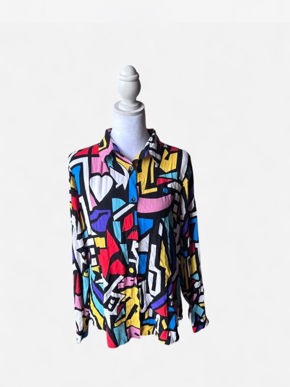 Viscose Art Colorful Button-Up Blouse Print Popart Y2K Big Dart L
